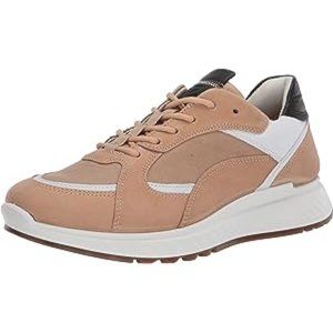Ecco Mens Sneakers Beige White Black Walking Leather Low Top 11-11.5
